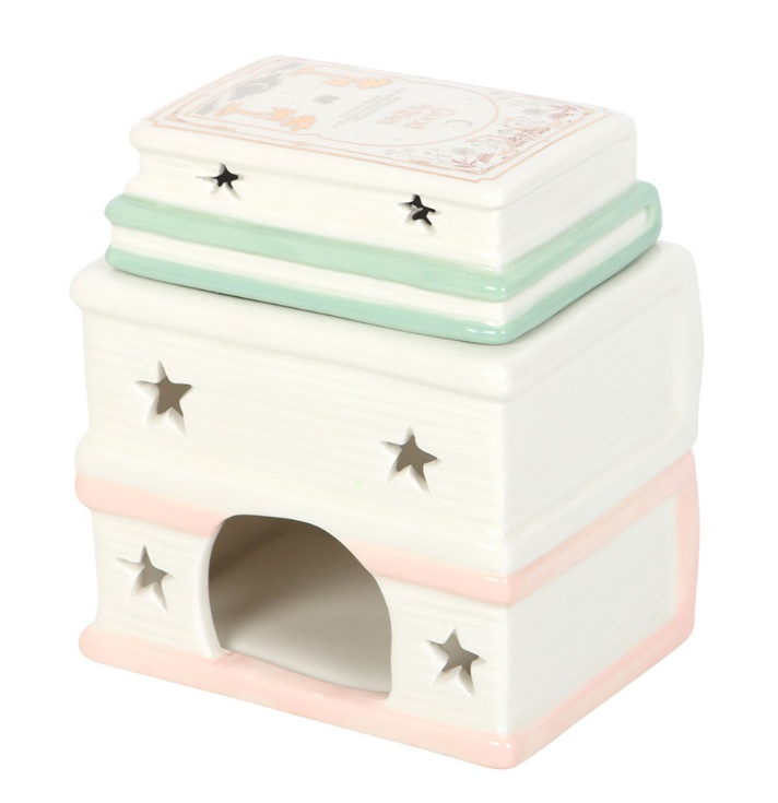 Boekenstapel geurbrander voor olie en waxmelts