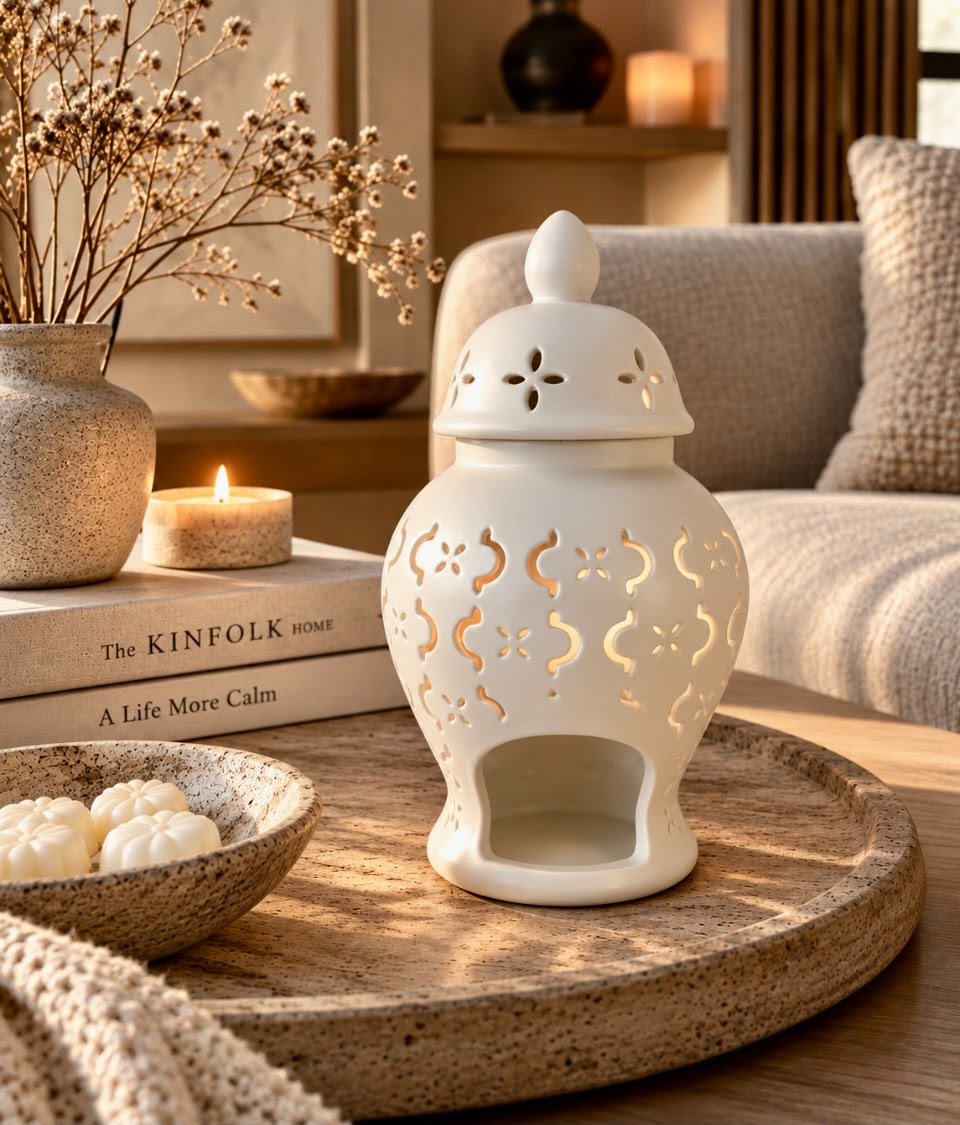 Serenity Stone waxbrander in luxe Japandi stijl – moderne geurbrander voor waxmelts